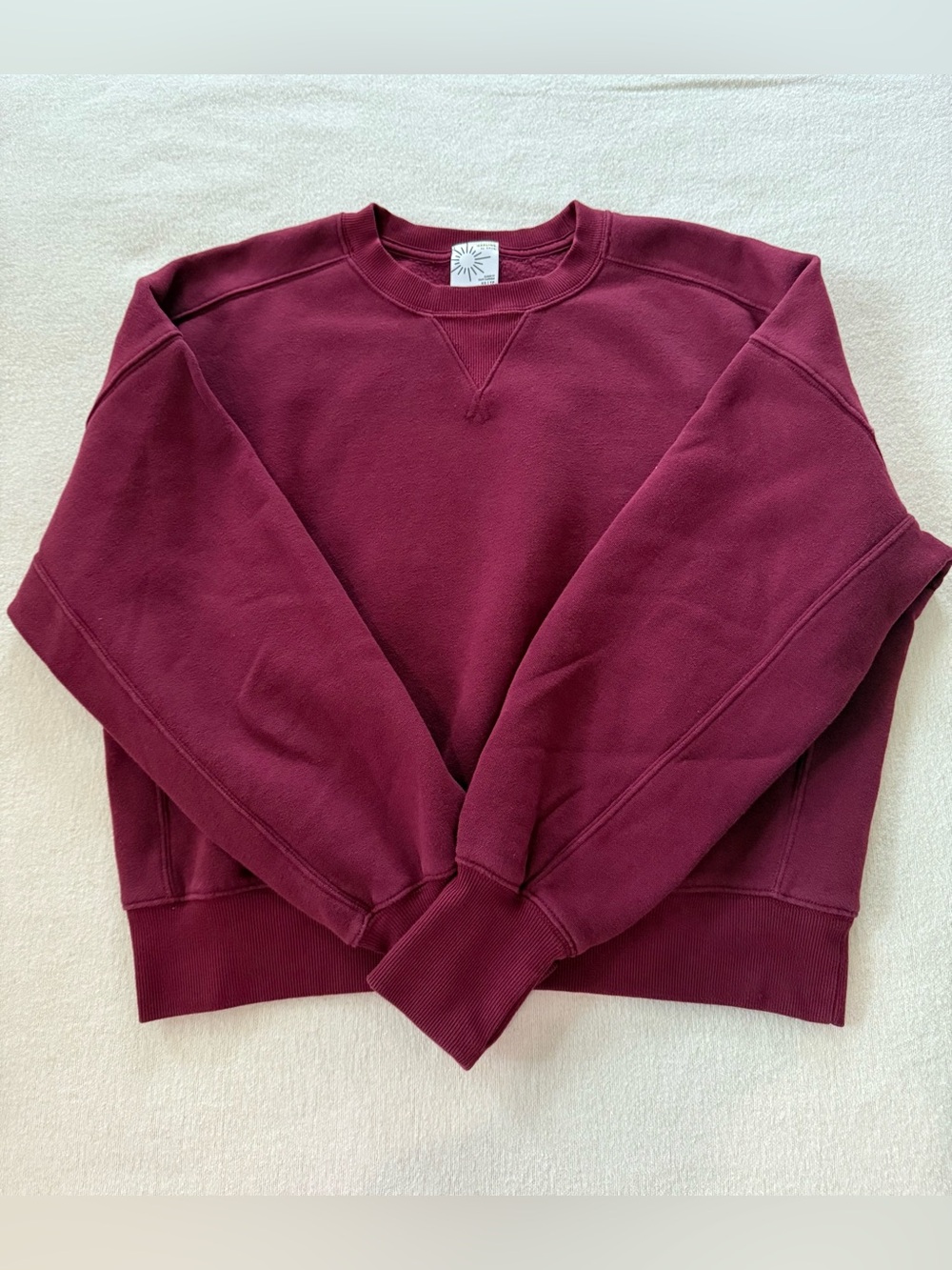 OFFLINE By Aerie Cloud Fleece Classic
Crewneck Sweatshirt Xs Deep Cherry Red
